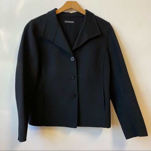 Alexandra Bartlett 100% Wool Collared Black Jacket Pockets Women's Size Medium - Picture 1 of 7